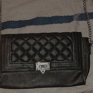 4 purses, black rainbow red blue